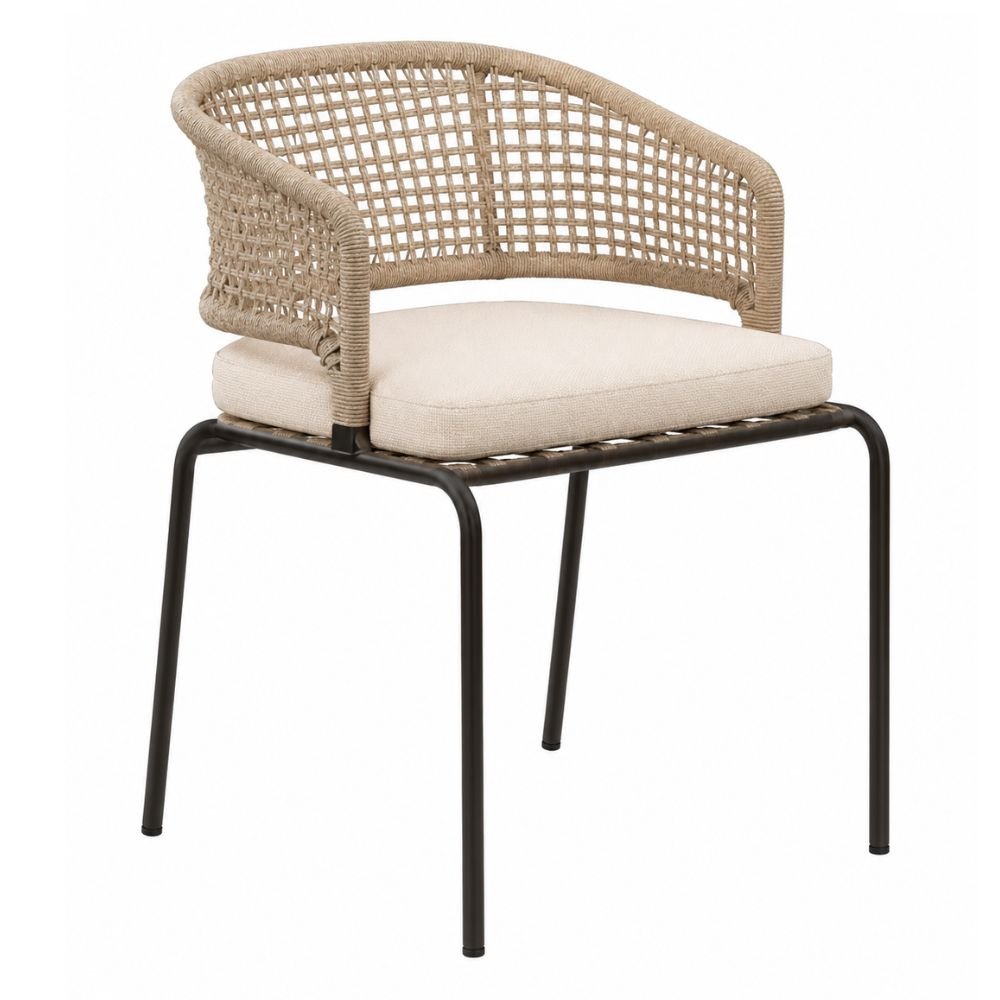 Silla de Intemperie para Zona de Alberca - NOGAL BEAT STOLBERG - Café Arena - Aluminio y Cuerda - SILLA STOLBERG Café arena - CAMCO - NOGAL BEAT - Silla de Terraza