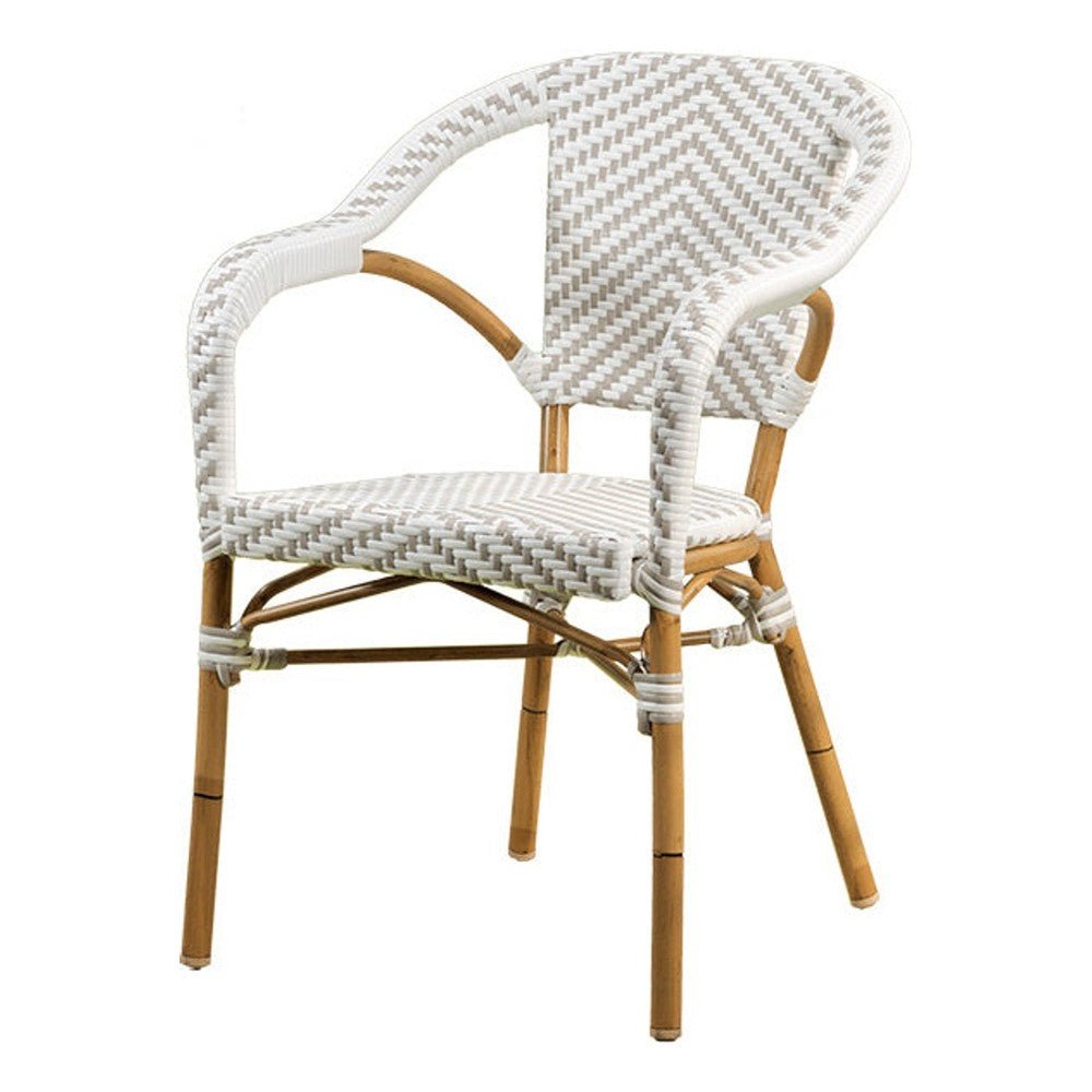 Silla de Intemperie para Zona de Jardín - NOGAL BEAT ENID - Blanco - Aluminio y Polyrattan - SILLA ENID Blanco - CAMCO - NOGAL BEAT - Silla de Terraza