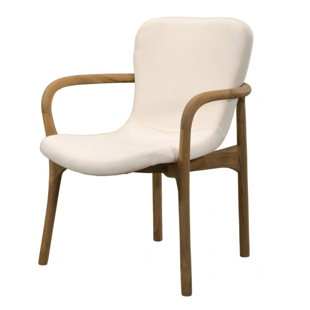 Silla de Interior para Hotel - NOGAL BEAT DARLA - Beige - Madera Teca y Tela Poliéster - SILLA DARLA Beige - CAMCO - NOGAL BEAT - Silla Comercial Interior
