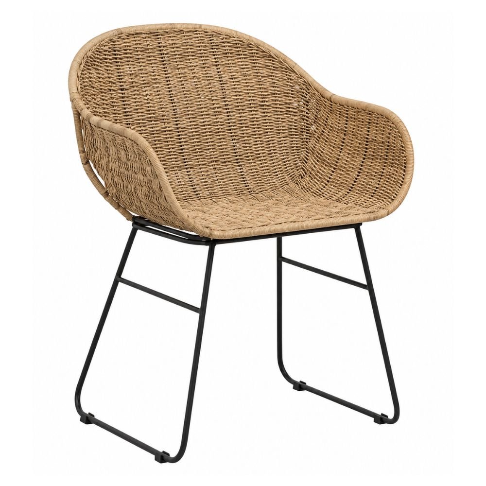 Silla de Interior para Hotel - NOGAL BEAT POLTRONA - Natural - Hierro y Rattan Slimit - SILLA POLTRONA Natural - CAMCO - NOGAL BEAT - Silla Comercial Interior