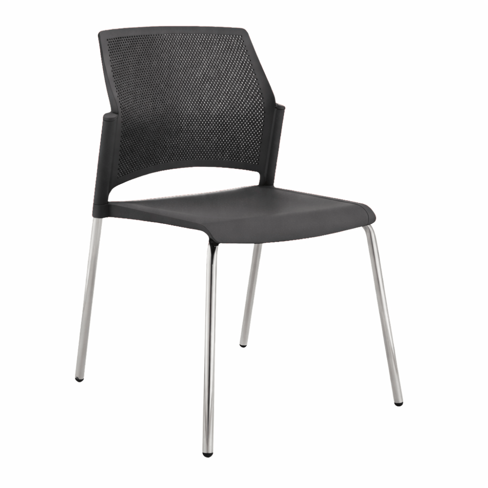 Silla de Oficina de Sala de Espera Respaldo Multiperforado - LABENZE REPLAY 106 - 00620 - Varios Colores - Fija sin Brazos y Patas Tubular Pintado Cromo - 106-00620 - Labenze - NOGAL BEAT - Sillas de Oficina
