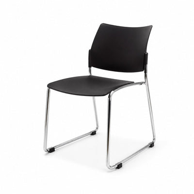 Silla de Oficina de Visita Estibable - VERSA STYLE - Varios Colores - Asiento y Respaldo en Polipropileno con Base Trineo en Cromo - AL-3018 - VERSA - NOGAL BEAT - Silla de Visita