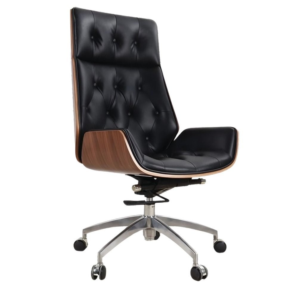 Silla de Oficina Directiva - NOGAL BEAT NORUEGA - Asiento y Respaldo Tapizados Vinipiel - SILLA NORUEGA - MDO - NOGAL BEAT - Silla Directiva