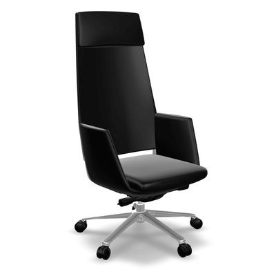 Silla de Oficina Directiva Reclinable Respaldo Alto - REQUIEZ ZENIT - Varios Colores - Tapizado Tipo Piel con Brazos Integrales y 5 Puntas con Rodamientos - RP-6050/NG - Requiez - NOGAL BEAT - Silla Directiva