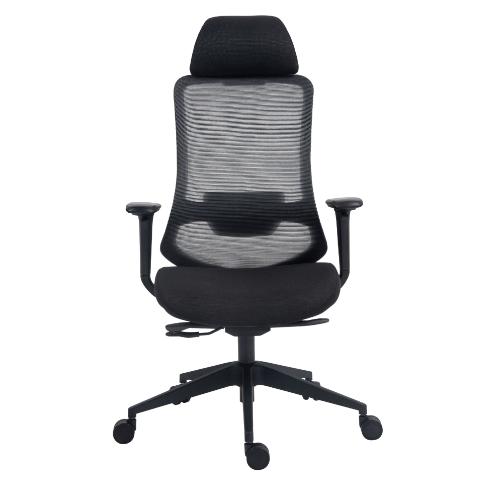 Silla De Oficina Ejecutiva - ALBAR AC - 30 NN - Negra - Respaldo En Malla y Asiento Tapizado - AC - 30 NN - ALBAR - NOGAL BEAT - Silla de oficina