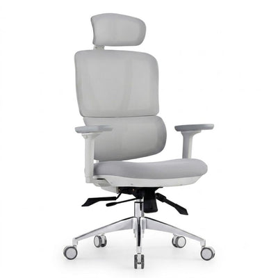 Silla de Oficina Ejecutiva Cabecera Ajustable - VERSA ERGOSTAR FRITZ - Gris - Respaldo en Malla y Asiento Tapizado - ES-250 - VERSA - NOGAL BEAT - Silla Ejecutiva