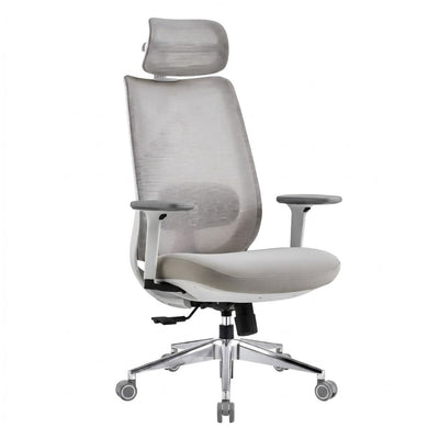 Silla de Oficina Ejecutiva Cabecera Ajustable - VERSA ERGOSTAR MARE - Gris - Respaldo en Malla y Asiento Tapizado - ES-220 - VERSA - NOGAL BEAT - Silla Ejecutiva