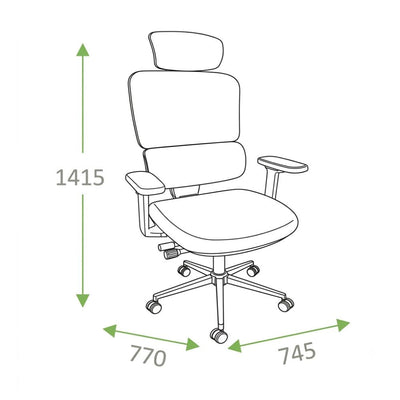 Silla de Oficina Ejecutiva Cabecera Ajustable - VERSA ERGOSTAR SENZA - Negro - Respaldo en Malla y Asiento Tapizado - ES-240 - VERSA - NOGAL BEAT - Silla Ejecutiva
