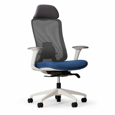 Silla de Oficina Ejecutiva con Cabecera Ajustable - VERSA ALTUS ANIA - Estructura Aluminio - Asiento Tapizado en Tela y Respaldo en Malla - AL-2620 - VERSA - NOGAL BEAT - Silla Ejecutiva