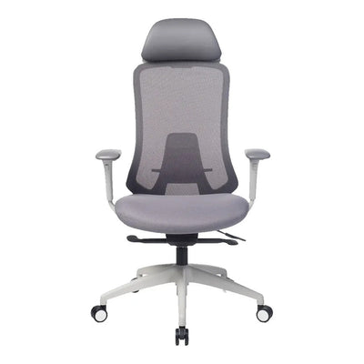 Silla de Oficina Ejecutiva con Cabecera Ajustable - VERSA ALTUS ANIA - Estructura Aluminio - Asiento Tapizado en Tela y Respaldo en Malla - AL-2620 - VERSA - NOGAL BEAT - Silla Ejecutiva