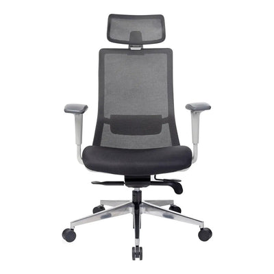 Silla de Oficina Ejecutiva con Cabecera - VERSA ALTUS - Estructura Aluminio - Asiento Tapizado y Respaldo Alto con Soporte Lumbar - AL-2628 - VERSA - NOGAL BEAT - Silla Ejecutiva