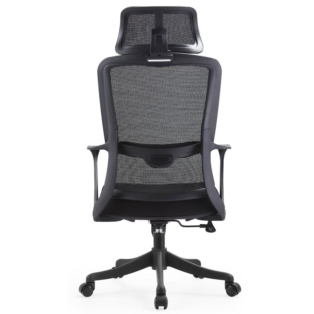 Silla De Oficina Ejecutiva - GERSA NIZA ALTO - Negro - Respaldo En Malla y Asiento Tapizado - Niza Alto - GERSA - NOGAL BEAT - Sillas de oficina