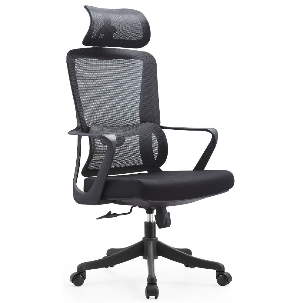 Silla De Oficina Ejecutiva - GERSA NIZA ALTO - Negro - Respaldo En Malla y Asiento Tapizado - Niza Alto - GERSA - NOGAL BEAT - Sillas de oficina