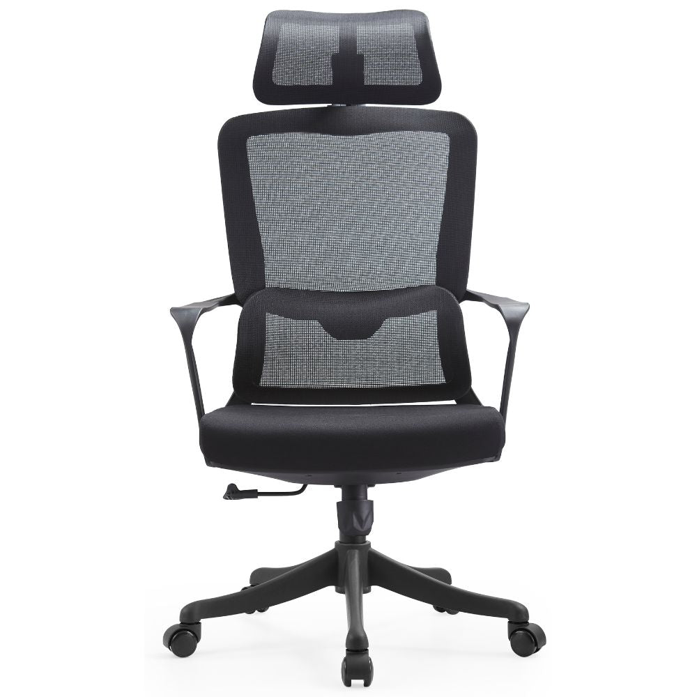 Silla De Oficina Ejecutiva - GERSA NIZA ALTO - Negro - Respaldo En Malla y Asiento Tapizado - Niza Alto - GERSA - NOGAL BEAT - Sillas de oficina