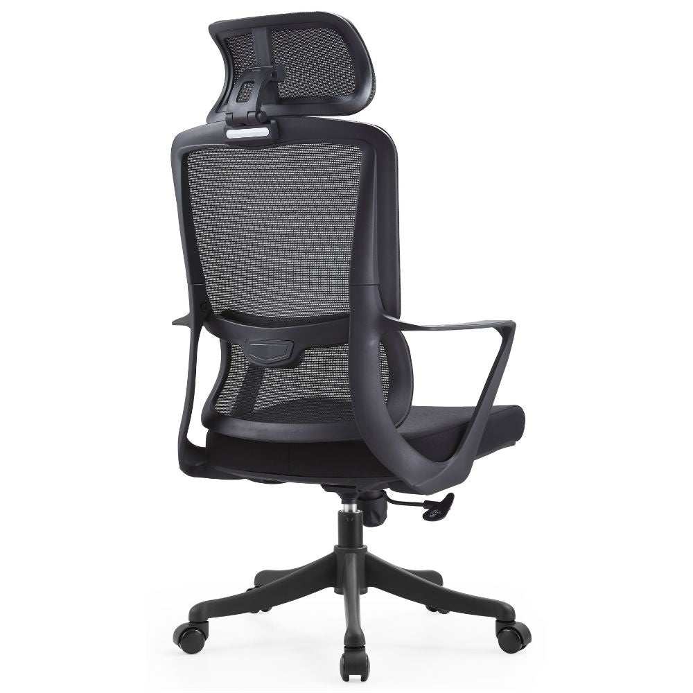 Silla De Oficina Ejecutiva - GERSA NIZA ALTO - Negro - Respaldo En Malla y Asiento Tapizado - Niza Alto - GERSA - NOGAL BEAT - Sillas de oficina