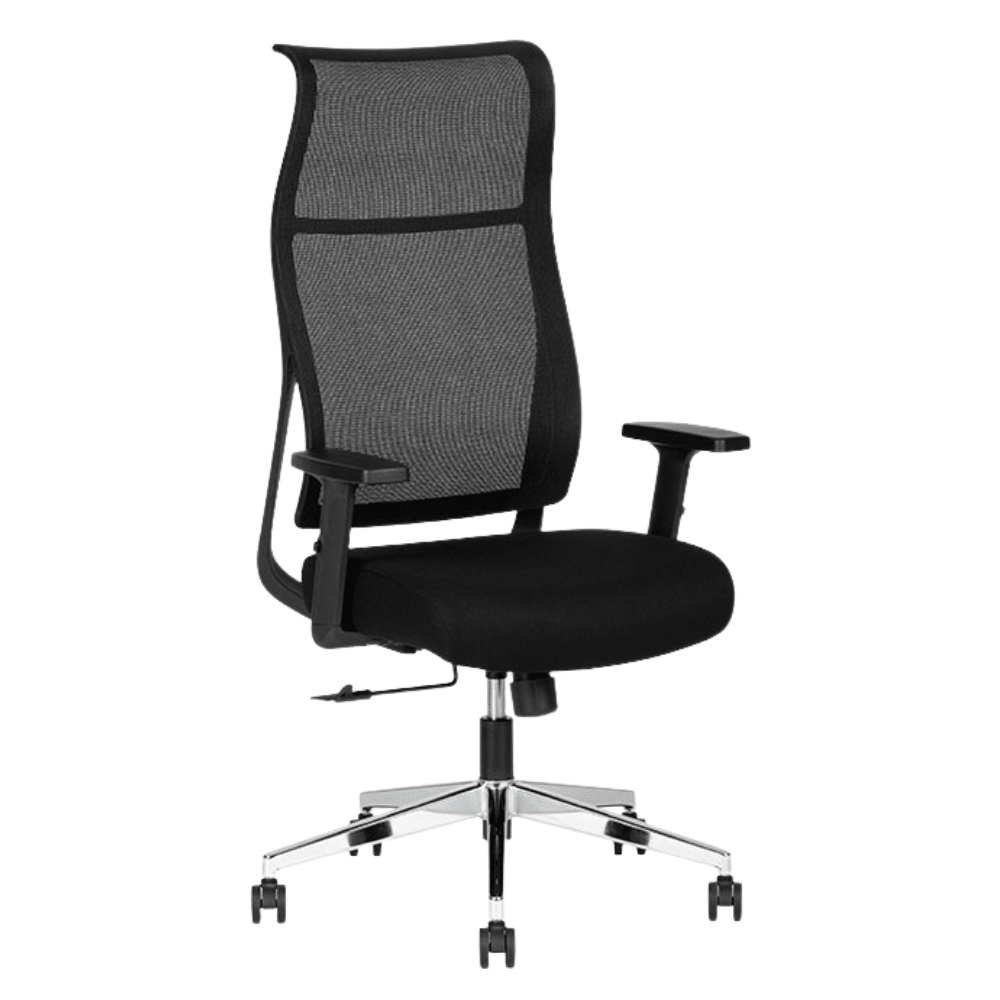 Silla De Oficina Ejecutiva - TECHNO EKHO BLACK - Negro - Respaldo en Malla y Asiento Tapizado - Ekho Black - Techno - NOGAL BEAT - Silla Ejecutiva