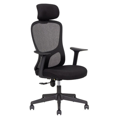 Silla De Oficina Ejecutiva - TECHNO JOURNEY RESPALDO ALTO - Negro - Respaldo en Malla y Asiento Tapizado - JOURNEY RESPALDO ALTO - Techno - NOGAL BEAT - Silla de Oficina