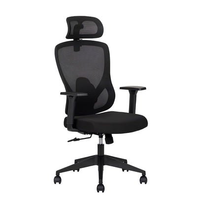 Silla De Oficina Ejecutiva - TECHNO PILOT BLACK RESPALDO ALTO - Negra - Respaldo en Malla y Asiento Tapizado - PILOT BLACK RESPALDO BAJO - Techno - NOGAL BEAT - Silla de Oficina