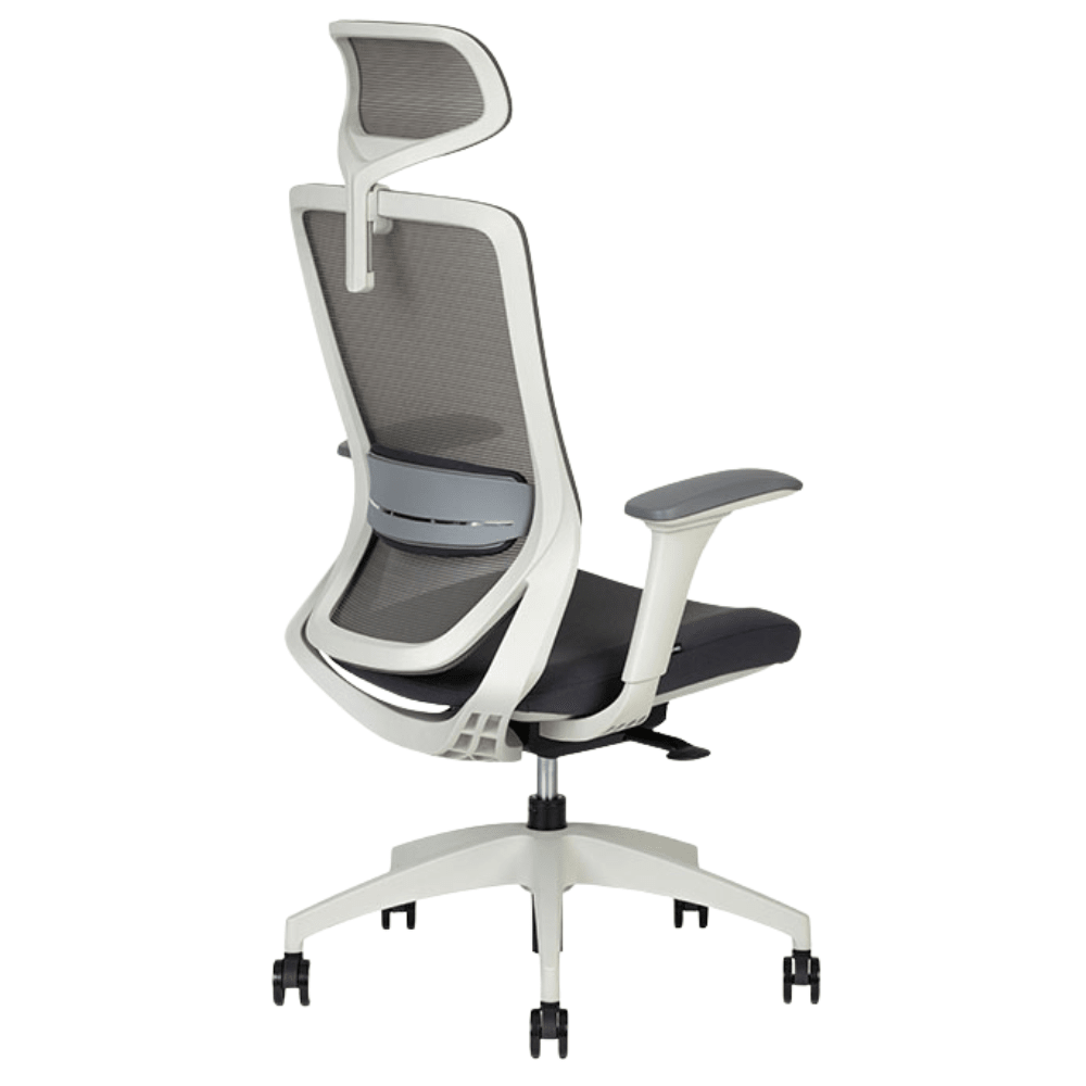 Silla De Oficina Ejecutiva - TECHNO SOUL EXPRESS WHITE RESPALDO ALTO - Blanca - Respaldo en Malla y Asiento Tapizado - Soul Express White Respaldo Alto - Techno - NOGAL BEAT - Silla Ejecutiva