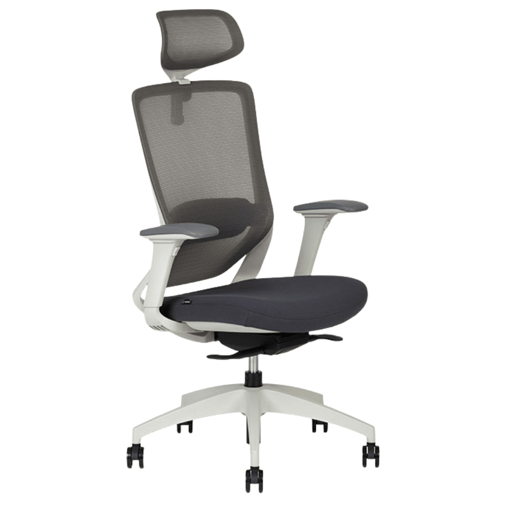 Silla De Oficina Ejecutiva - TECHNO SOUL EXPRESS WHITE RESPALDO ALTO - Blanca - Respaldo en Malla y Asiento Tapizado - Soul Express White Respaldo Alto - Techno - NOGAL BEAT - Silla Ejecutiva