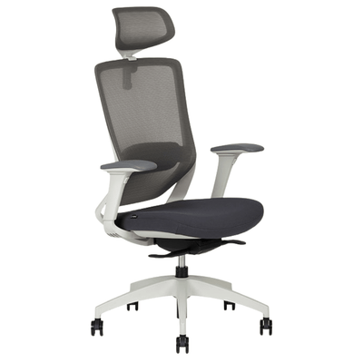 Silla De Oficina Ejecutiva - TECHNO SOUL EXPRESS WHITE RESPALDO ALTO - Blanca - Respaldo en Malla y Asiento Tapizado - Soul Express White Respaldo Alto - Techno - NOGAL BEAT - Silla Ejecutiva