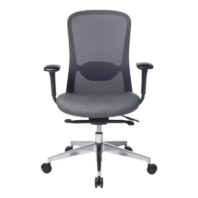 Silla de Oficina Ejecutiva - VERSA ALTUS OMNIA - Estructura Aluminio - Asiento Tapizado en Tela y Respaldo en Malla - AL-2627 - VERSA - NOGAL BEAT - Silla Ejecutiva