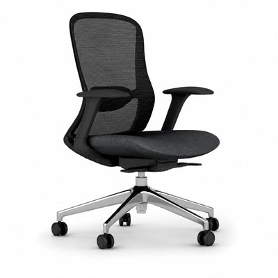 Silla de Oficina Ejecutiva - VERSA ALTUS OMNIA - Estructura Aluminio - Asiento Tapizado en Tela y Respaldo en Malla - AL-2627 - VERSA - NOGAL BEAT - Silla Ejecutiva