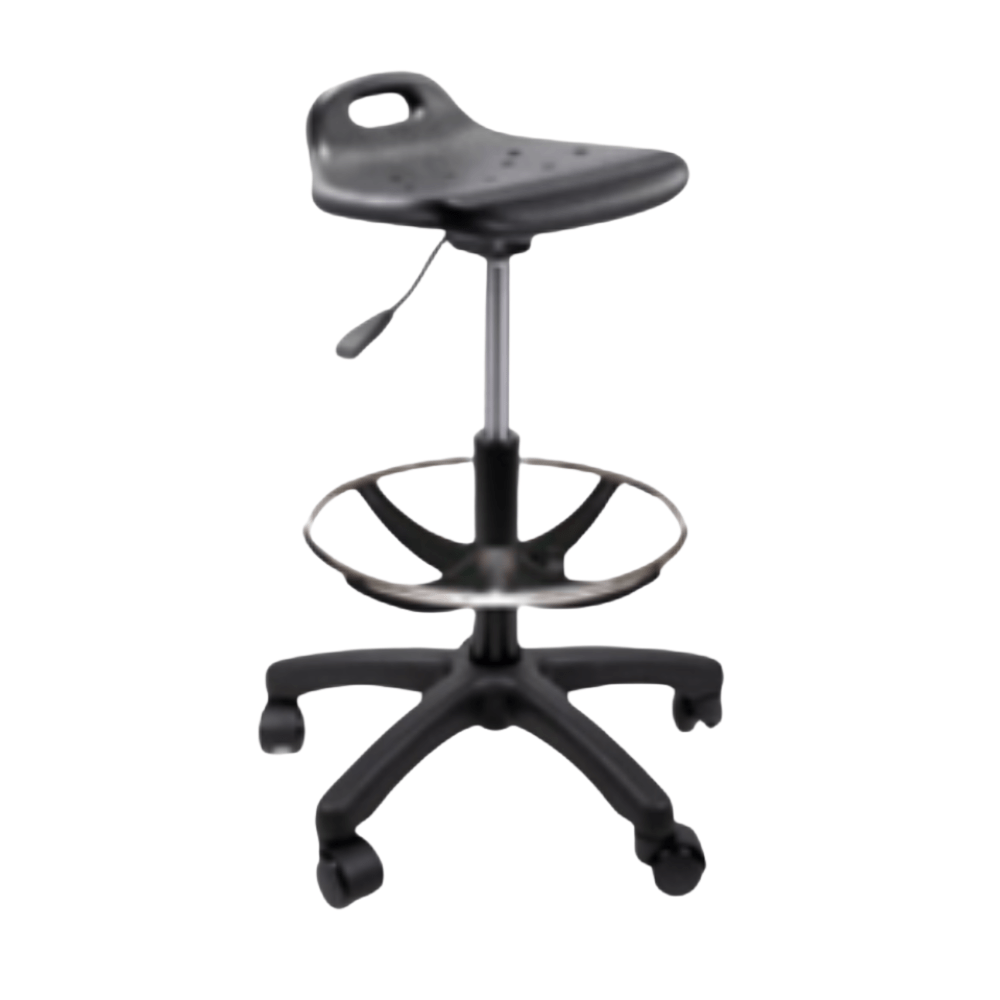 Silla de Oficina Industrial Ergonómica - OFFIHO HEAVY DUTY LINE OHI - 49 - Negro - Asiento en Poliuretano - OHI - 49 aro cromado - OFFIHO - NOGAL BEAT - Sillas de oficina