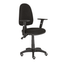 Silla de oficina operativa Albar E-90N CB negra con respaldo tapizado, brazos ajustables y base de cinco puntas