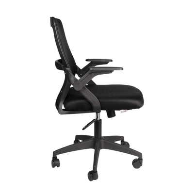 Silla de Oficina Operativa Ergonómica - OFFIHO AREZZO - Negra - Respaldo en Malla y Asiento Tapizado - AREZZO - Brazos Abatibles - OFFIHO - NOGAL BEAT - Sillas de Oficina
