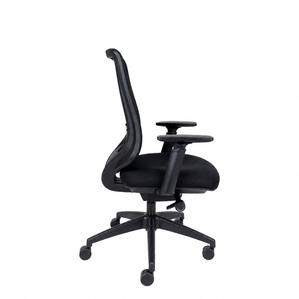 Silla de Oficina Operativa Reclinable - REQUIEZ LEAH RE-2161 - Negra - Slider - Brazos Ajustables 1D - Respaldo Tapizado en Mesh - RE-2161/NG - Requiez - NOGAL BEAT - Silla Operativa