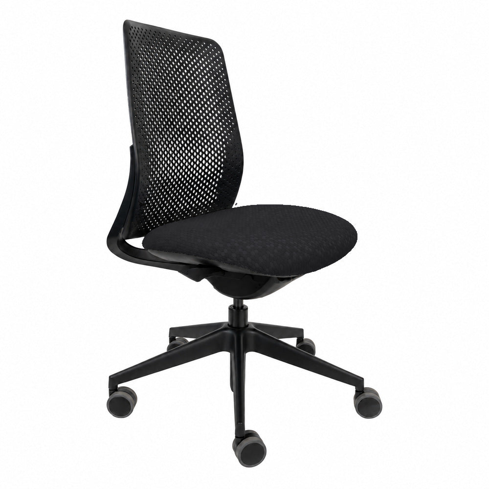 Silla de Oficina Operativa Reclinable - REQUIEZ NOA RS-7147 - Negra - Respaldo en Polipropileno Perforado - Asiento Tapizado