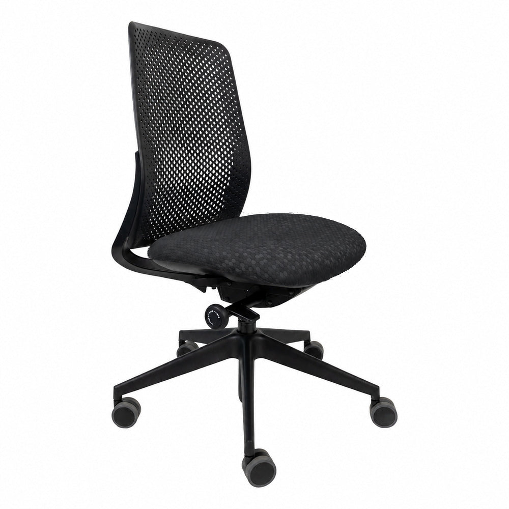 Silla de Oficina Operativa Reclinable - REQUIEZ NOA RS-7147 - Negra - Respaldo en Polipropileno Perforado - Asiento Tapizado