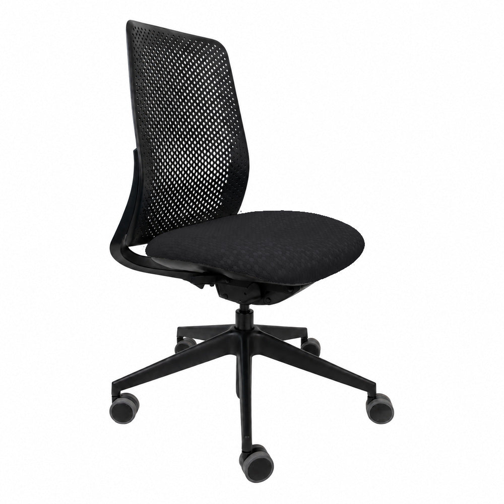 Silla de Oficina Operativa Reclinable - REQUIEZ NOA RS-7147 - Negra - Respaldo en Polipropileno Perforado - Asiento Tapizado