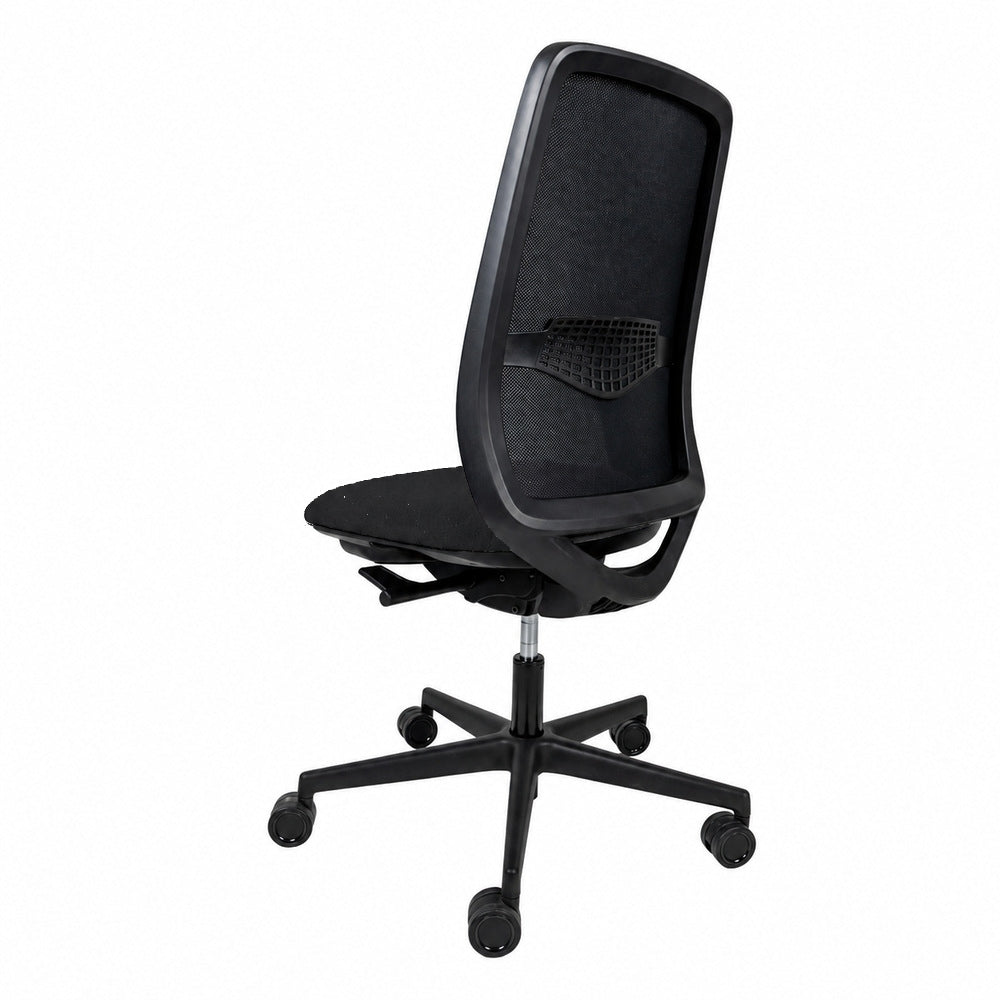 Silla de Oficina Operativa Reclinable - REQUIEZ RENZO RE-6047 - Negra - Respaldo Tapizado en Mesh - Asiento Tapizado en Tela