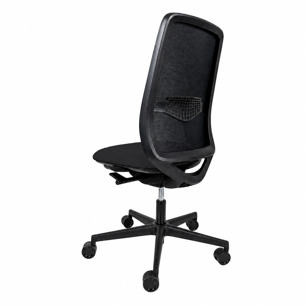 Silla de Oficina Operativa Reclinable - REQUIEZ RENZO RE-6047 - Negra - Respaldo Tapizado en Mesh - Asiento Tapizado en Tela