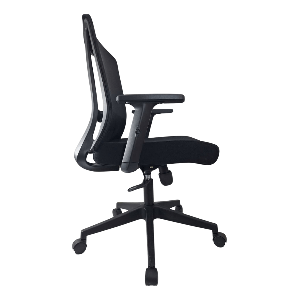 Silla De Oficina Operativa Soporte Lumbar - MIKO - Negro - Respaldo En Malla y Asiento Tapizado - Miko - GERSA - NOGAL BEAT - Sillas de Oficina