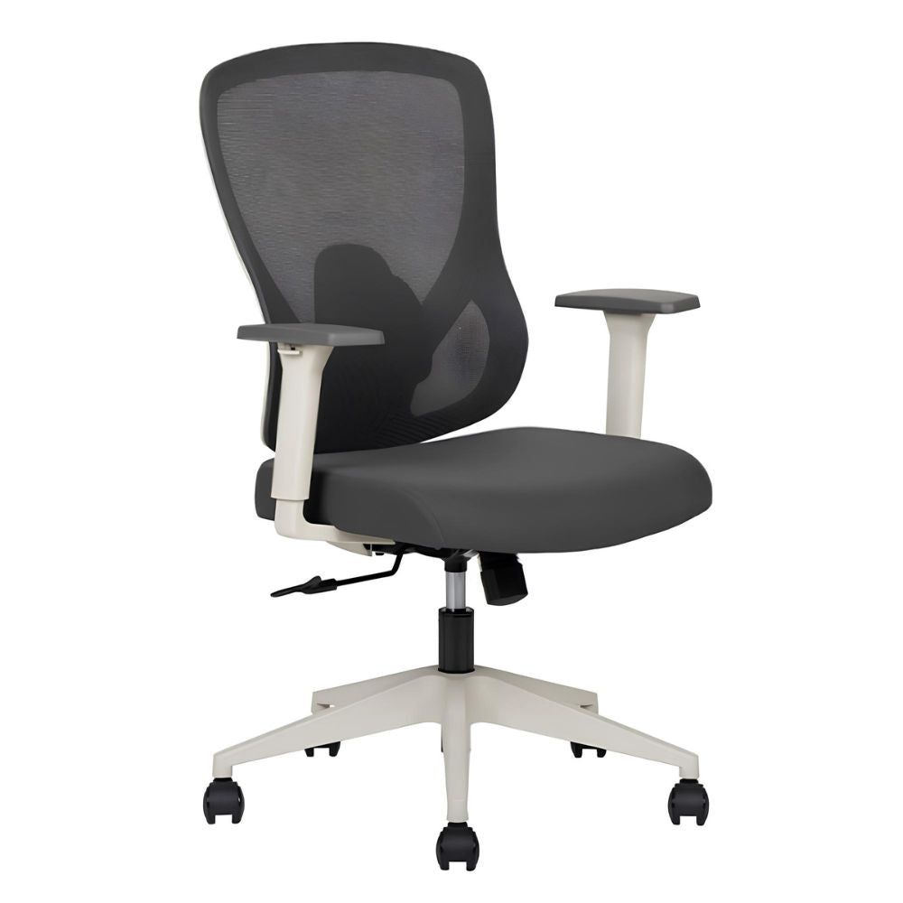 Silla De Oficina Operativa - TECHNO PILOT WHITE RESPALDO BAJO - Gris - Respaldo en Malla y Asiento Tapizado - PILOT WHITE RESPALDO BAJO - Techno - NOGAL BEAT - Silla de Oficina