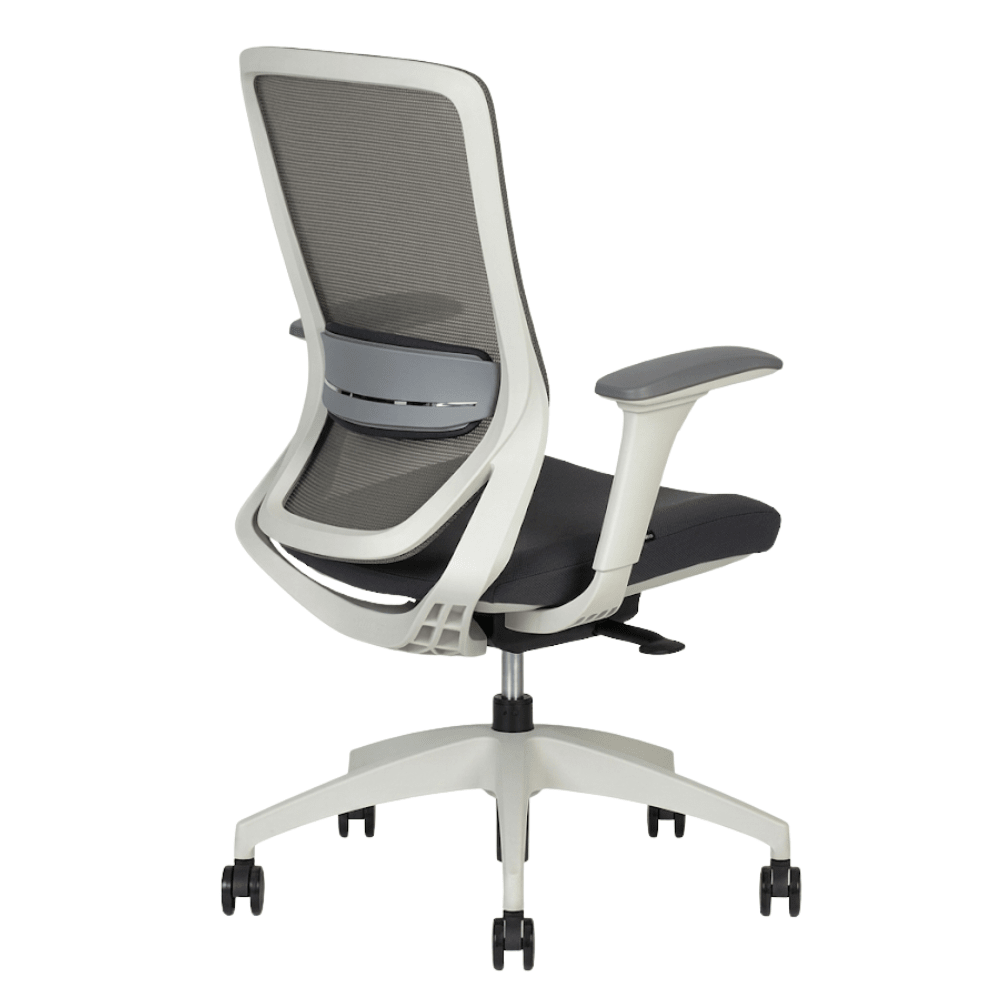 Silla de Oficina Operativa - TECHNO SOUL EXPRESS WHITE RESPALDO BAJO - Blanca - Respaldo en Malla y Asiento Tapizado - Soul Express White Respaldo Bajo - Techno - NOGAL BEAT - Silla Operativa