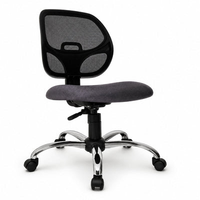 Silla de Oficina Operativa - VERSA ALTUS MACRO - Estructura Aluminio - Asiento Tapizado y Respaldo en Malla y Estrella 5 Puntas Aluminio Pulido - AL-418C - VERSA - NOGAL BEAT - Silla Operativa