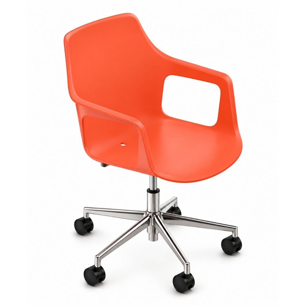 Silla secretarial Colos Vesper 2SWal con brazos, asiento y respaldo de polipropileno y base estrella de aluminio.