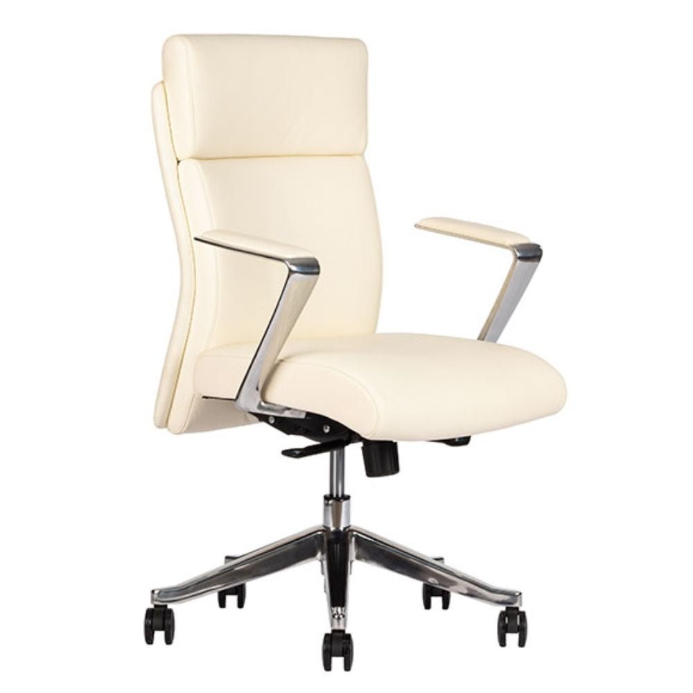Silla De Oficina Synchro - TECHNO CEO RESPALDO BAJO - Varios Colores - Respaldo y Asiento Tapizado - CEO RESPALDO BAJO Blanco - Techno - NOGAL BEAT - Silla para oficina