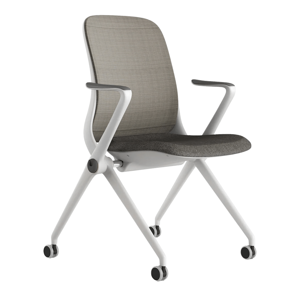 Silla de Oficina Visita Ergonómica - OFFIHO BLACK ARA OHV - 17 BLANCO - Asiento Tapizado y Respaldo en Malla - OHV-17 Blanco - OFFIHO - NOGAL BEAT - Sillas de Oficina