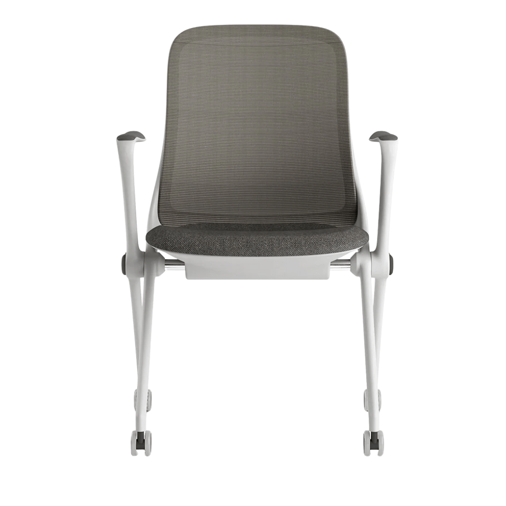 Silla de Oficina Visita Ergonómica - OFFIHO BLACK ARA OHV - 17 BLANCO - Asiento Tapizado y Respaldo en Malla - OHV-17 Blanco - OFFIHO - NOGAL BEAT - Sillas de Oficina