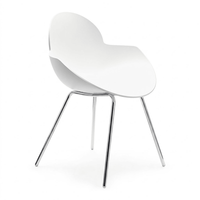 Silla de Oficina Visita - INFINITI COOKIE 4 PATAS - Varios Colores - Asiento y Respaldo en Polipropileno - 110-22200 BASE CROMO - Infiniti - NOGAL BEAT - Silla de Visita