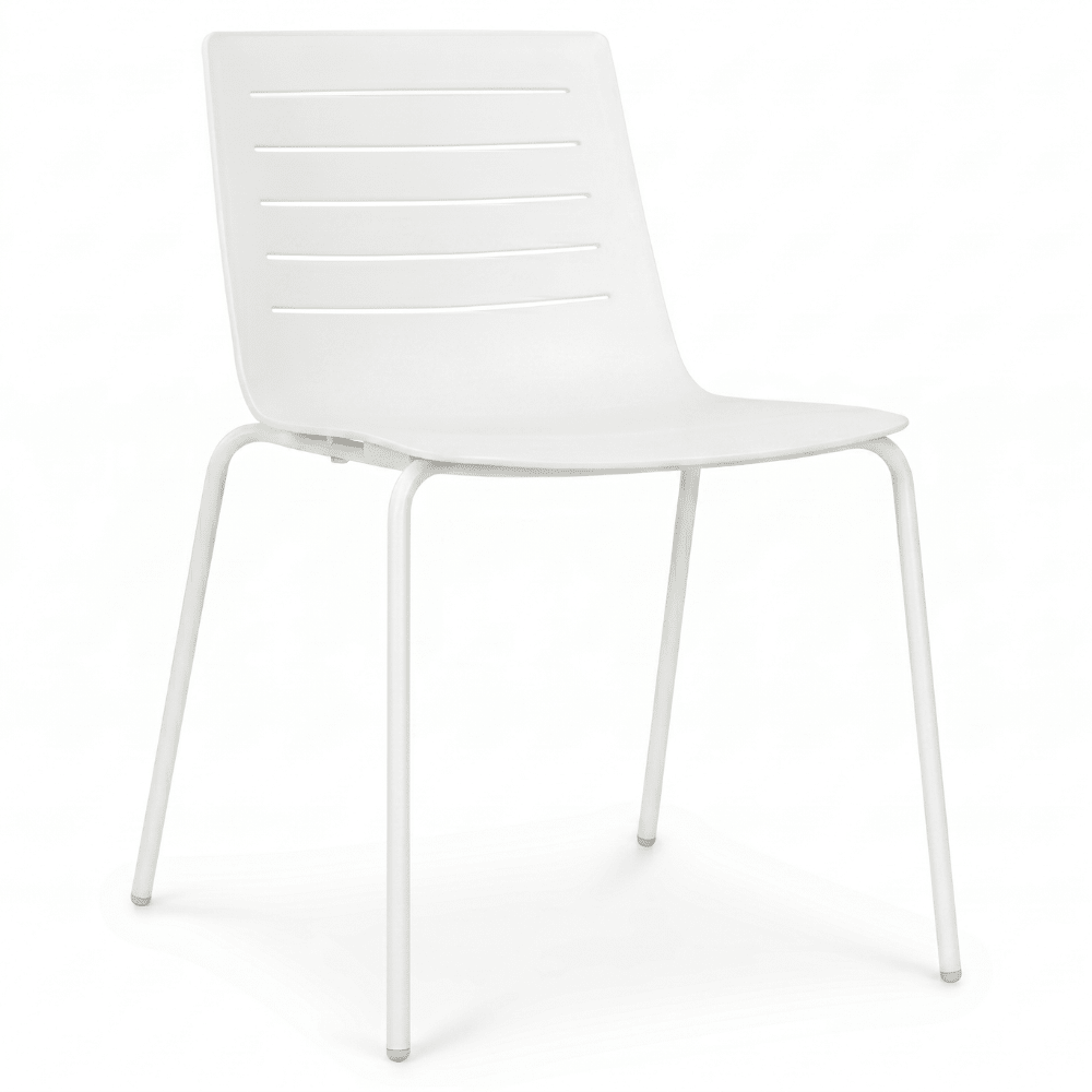 Silla de visita Resol Skin con asiento y respaldo en polipropileno y fibra de vidrio sobre estructura de acero de 4 patas
