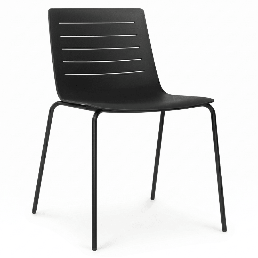 Silla de visita Resol Skin con asiento y respaldo en polipropileno y fibra de vidrio sobre estructura de acero de 4 patas