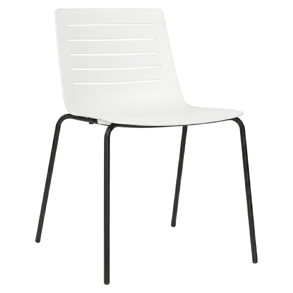 Silla de visita Resol Skin con asiento y respaldo en polipropileno y fibra de vidrio sobre estructura de acero de 4 patas