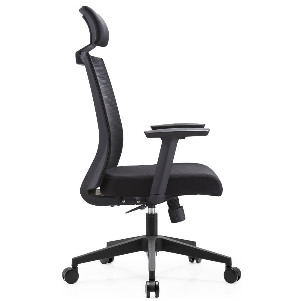 SILLA GERSA DUNA ALTO | Silla Gerencial | Respaldo Malla | Cabecera | Brazos | Asiento Espuma | Base Nylon | Rodajas | Interior - Duna Alto - GERSA - NOGAL BEAT - Sillas de oficina