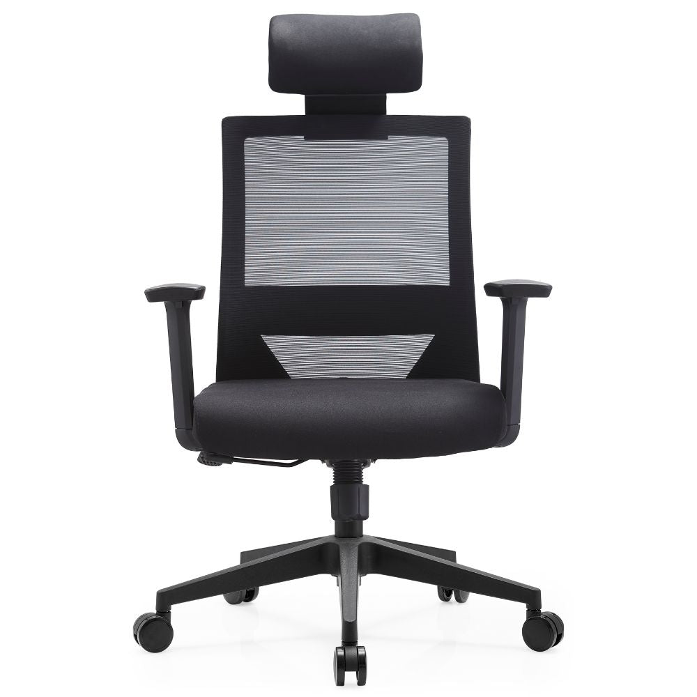 SILLA GERSA DUNA ALTO | Silla Gerencial | Respaldo Malla | Cabecera | Brazos | Asiento Espuma | Base Nylon | Rodajas | Interior - Duna Alto - GERSA - NOGAL BEAT - Sillas de oficina